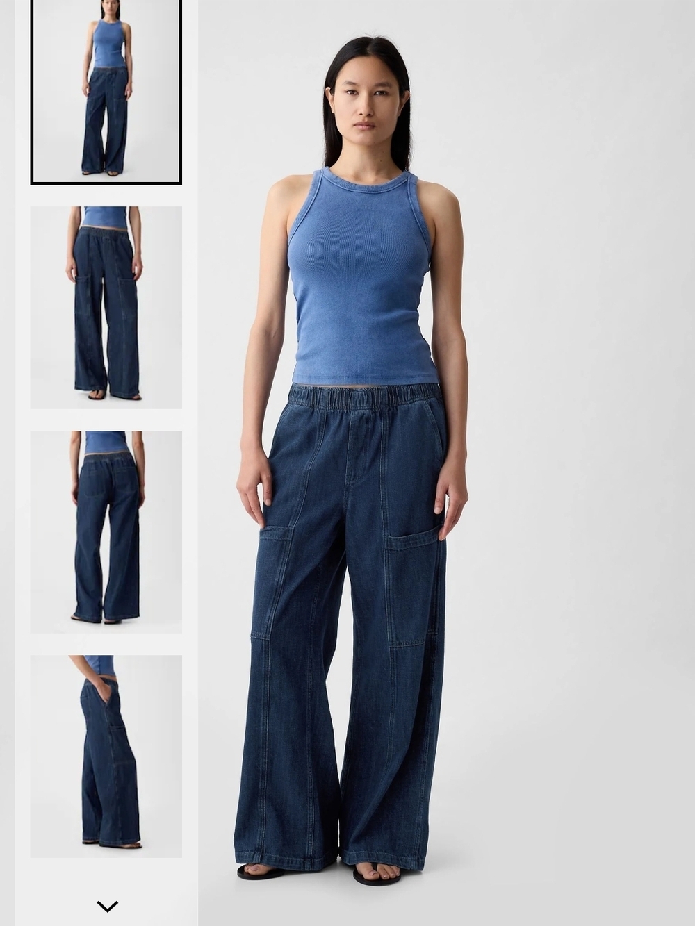 GAP Wide Leg Dark Wash Denim Utility Pants SIZE M - Picture 7 of 7